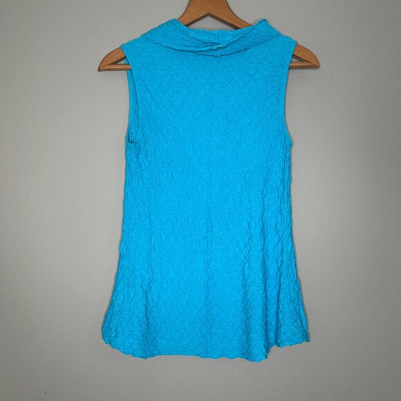 SNO SKINS Blue Sleeveless Top Size Small Crinkle Textured Artsy Lagenlook - Picture 2 of 4